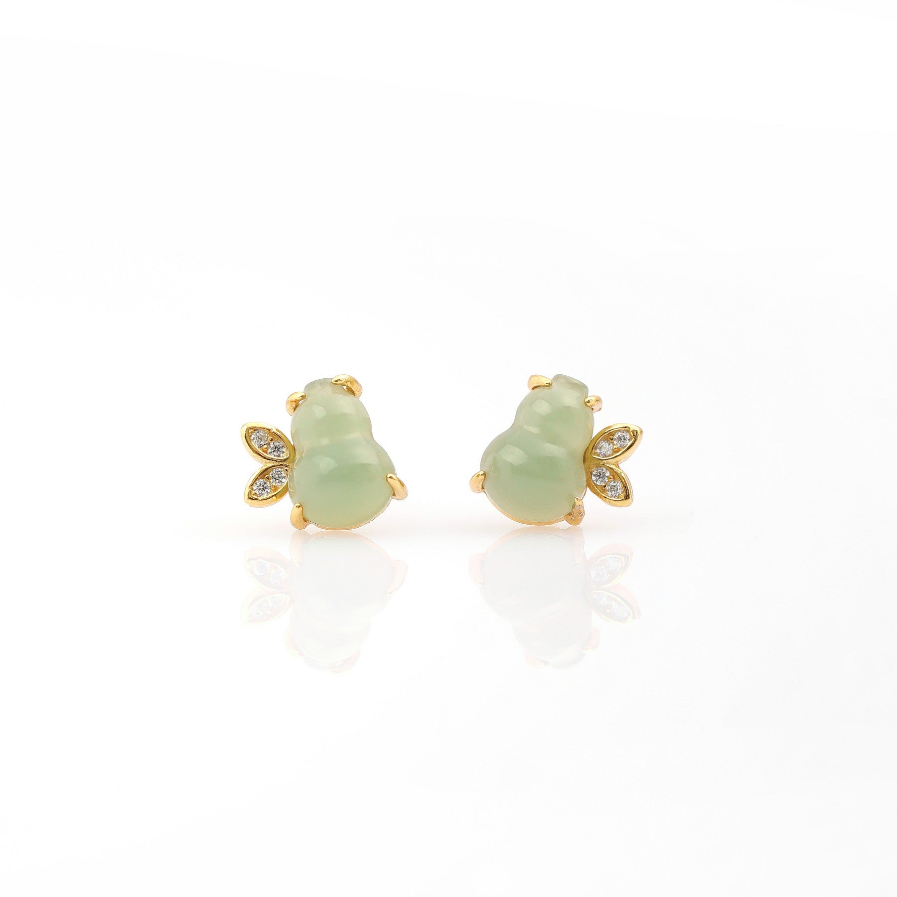 The bee shaped Green Hetian Jade earrings