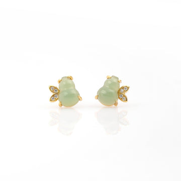 The bee shaped Green Hetian Jade earrings